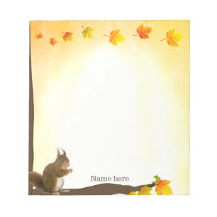 Cute Squirrel & Fall Leaves  Notepad