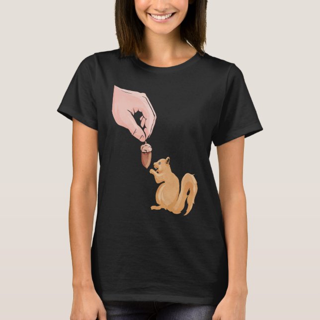 Cute Squirrel Feeding  Food Squirrel Cute Animal T-Shirt (Front)