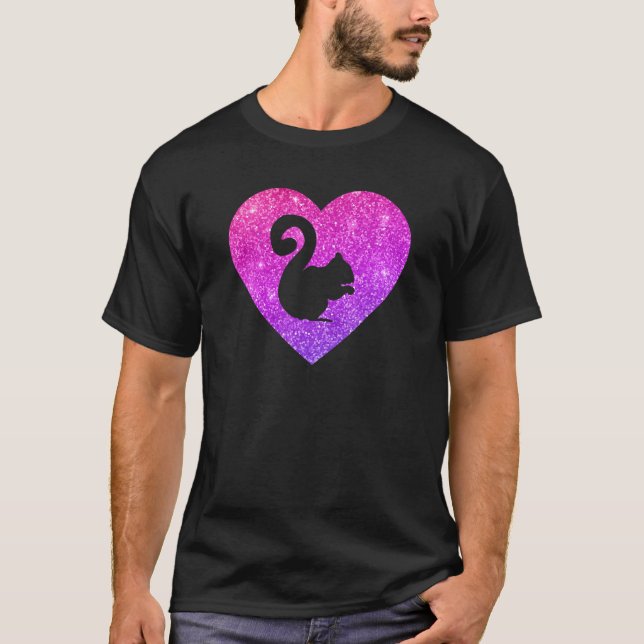 Cute Squirrel Heart  For Girls and Women T-Shirt (Front)