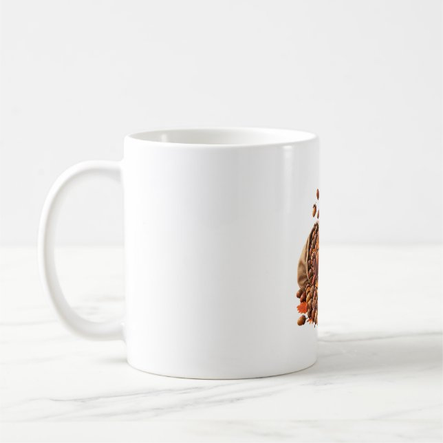 Cute Squirrel Hoarding Acorns – Funny Autumn Squir Coffee Mug (Left)