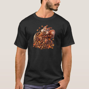 Cute Squirrel Hoarding Acorns – Funny Autumn Squir T-Shirt