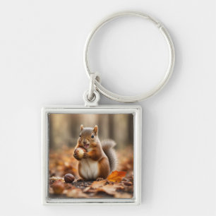 Cute Squirrel holding acorn Key Ring