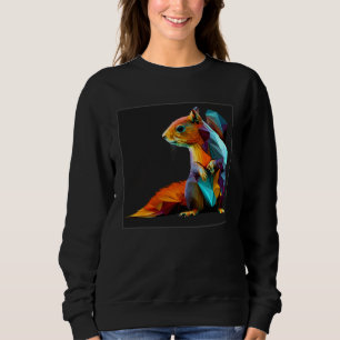 Cute Squirrel Illustration Colorful Polygonal Pop  Sweatshirt