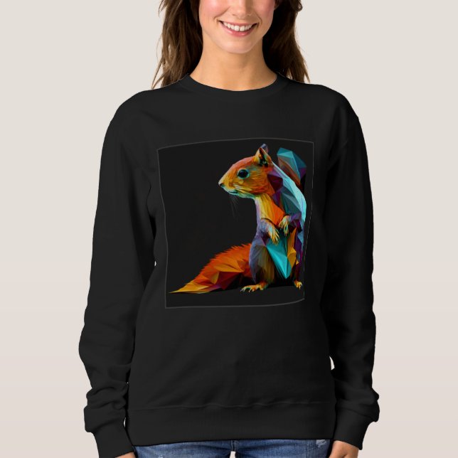 Cute Squirrel Illustration Colorful Polygonal Pop  Sweatshirt (Front)