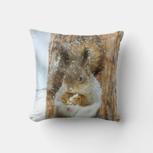 Cute Squirrel in a Winter Landscape Cushion