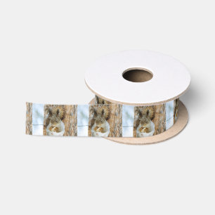 Cute Squirrel in a Winter Landscape Satin Ribbon