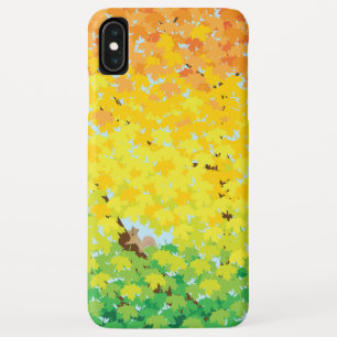 Cute Squirrel in Maple Tree in Autumn Illustration iPhone XS Max Case