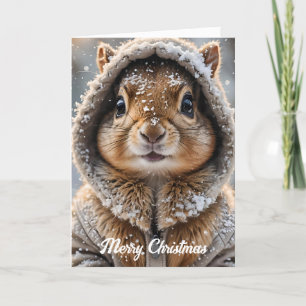 Cute Squirrel in Winter Outfit Christmas Holiday Card