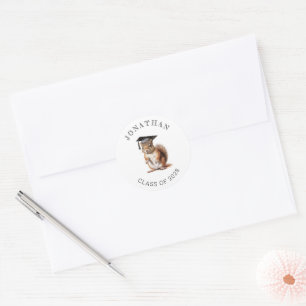 Cute Squirrel Kindergarten Graduation Classic Round Sticker