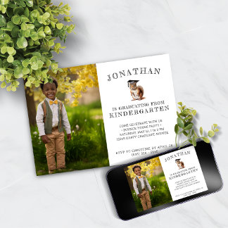 Cute Squirrel Kindergarten Graduation Invitation