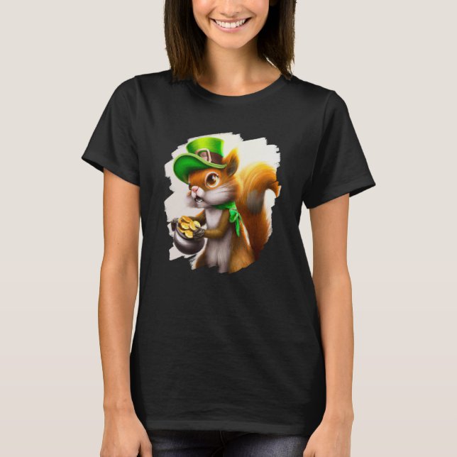 Cute Squirrel Leprechaun St Patricks Day Squirrel  T-Shirt (Front)