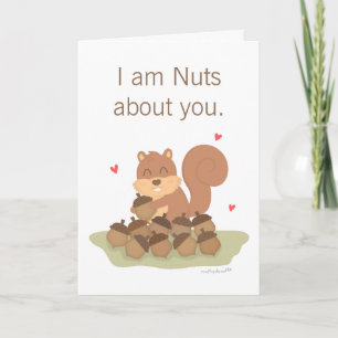Cute Squirrel Nuts About You Pun Love Humour Holiday Card