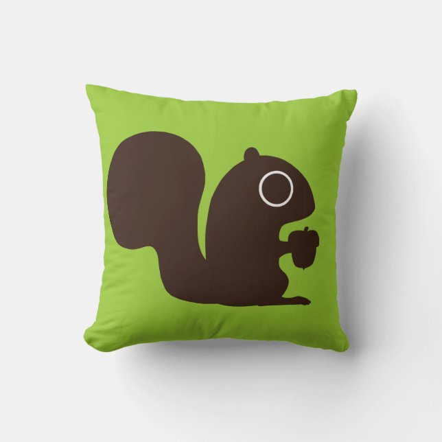 Cute Squirrel on Green (Customisable) Cushion (Front)