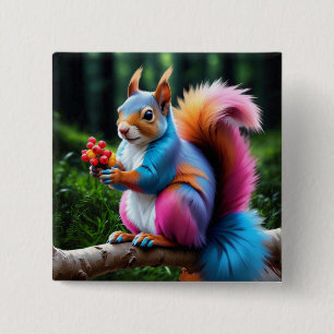 Cute Squirrel On The Branch-19274 15 Cm Square Badge