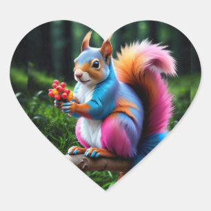 Cute Squirrel On The Branch-19274 Heart Sticker