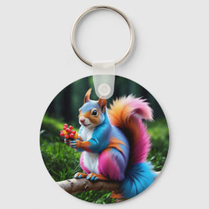 Cute Squirrel On The Branch-19274 Key Ring