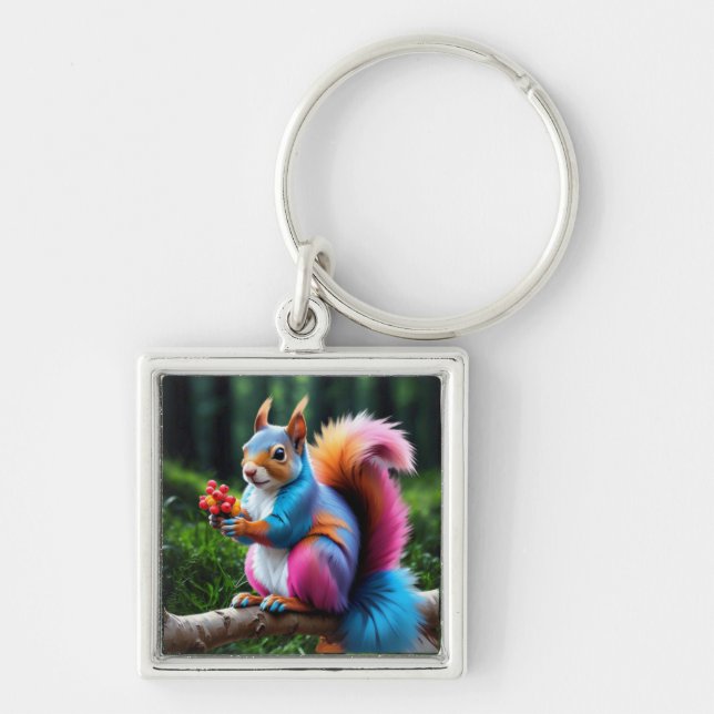 Cute Squirrel On The Branch-19274 Key Ring (Front)