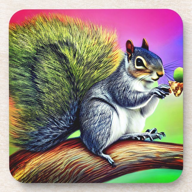 Cute Squirrel on the Branch  Coaster (Front)