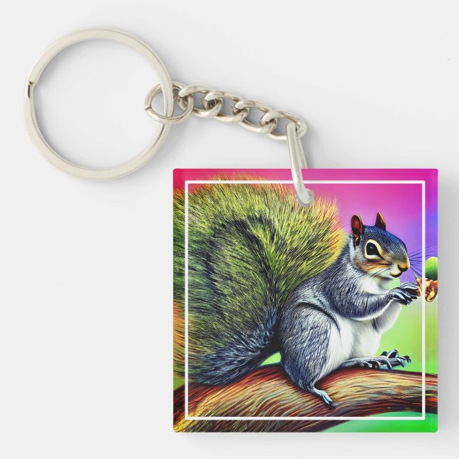 Cute Squirrel on the Branch  Key Ring (Front)
