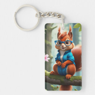 Cute Squirrel on the Branch of Tree-57400 Key Ring