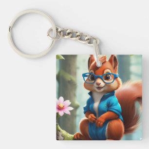 Cute Squirrel on the Branch of Tree-57400 Key Ring