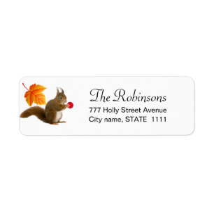 Cute Squirrel on White Label Return Address Label