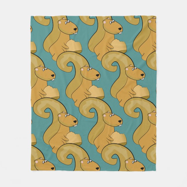 Cute Squirrel Pattern Fleece Blanket (Front)