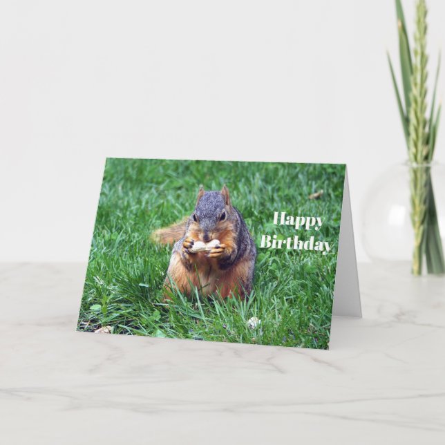 Cute Squirrel Peanut Photo Birthday Card (Front)
