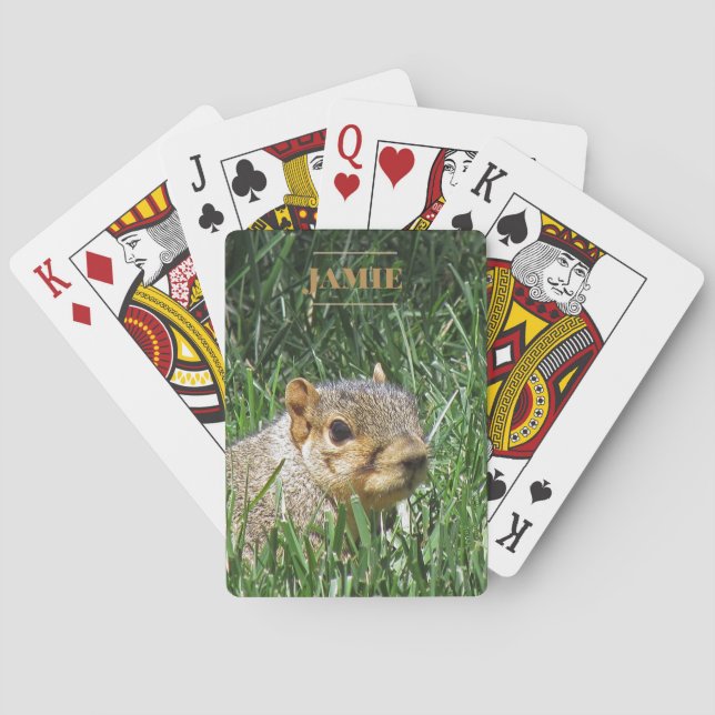 Cute Squirrel Photo Custom Playing Cards (Back)