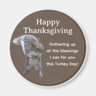 Cute Squirrel Photo Happy Thanksgiving Day Magnet