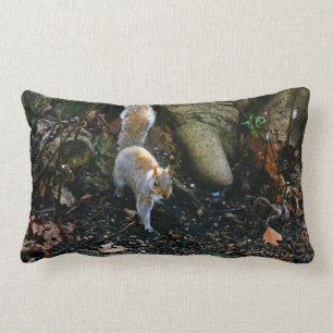 Cute Squirrel Photograph, Animal In Forest Lumbar Cushion