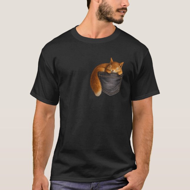 Cute Squirrel Pocket Funny Sarcastic Squirrel Grap T-Shirt (Front)