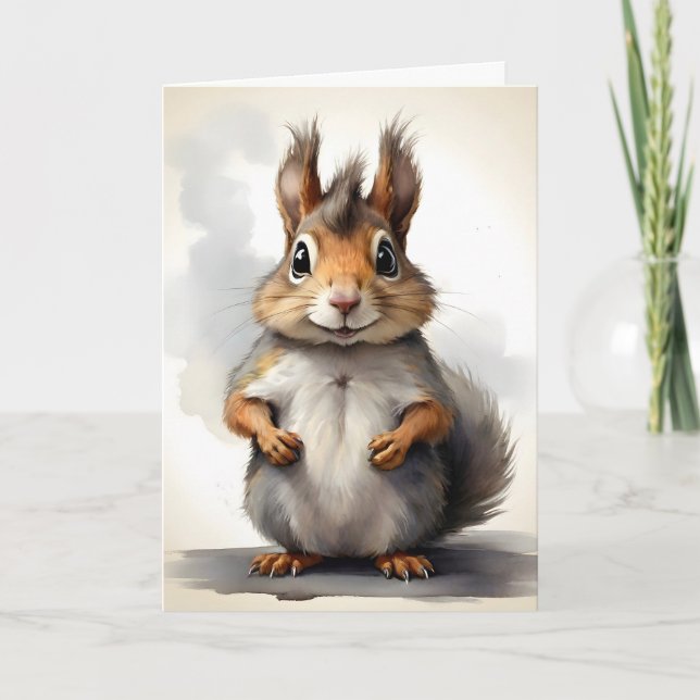 Cute Squirrel Portrait Blank Greeting  Card (Front)