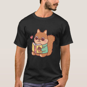 Cute Squirrel Reading A Book Lovers Anime Kawaii W T-Shirt