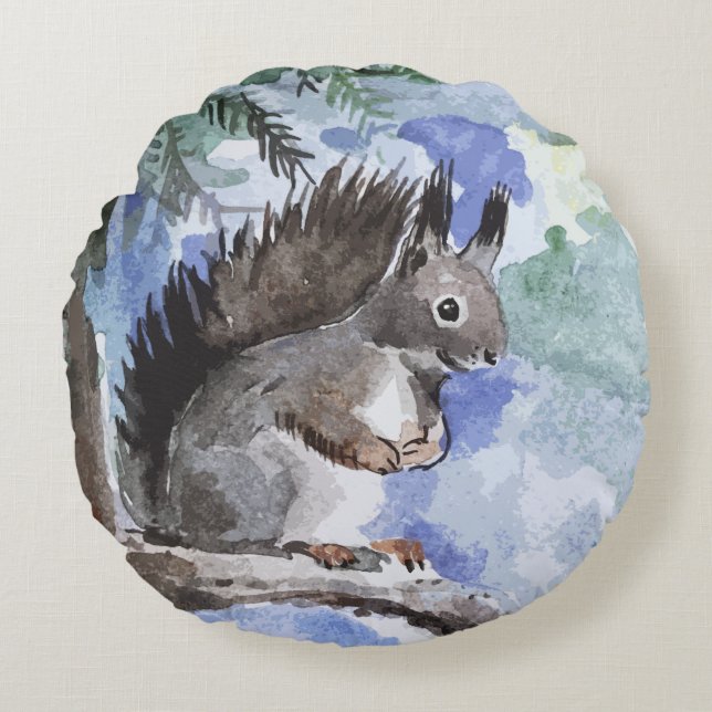 Cute squirrel round cushion (Front)