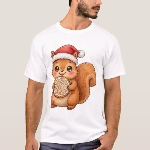 Cute Squirrel Santa Hat Christmas Cookie T-Shirt