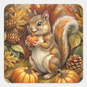 Cute Squirrel Square Sticker