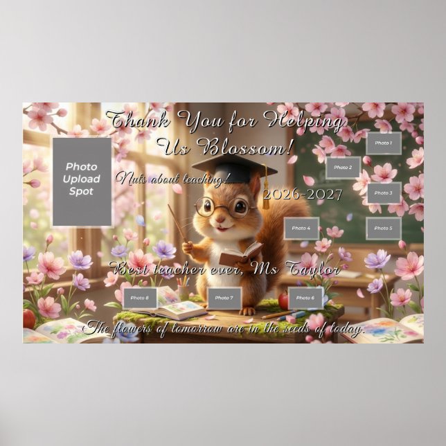 Cute Squirrel Teacher Appreciation Poster (Front)