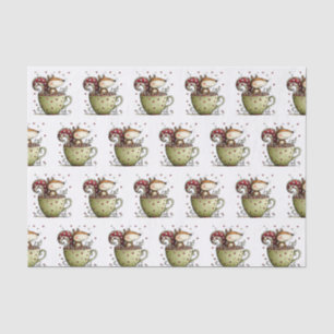 Cute Squirrel Teacup Swirl Tail Heart Whimsical Tissue Paper