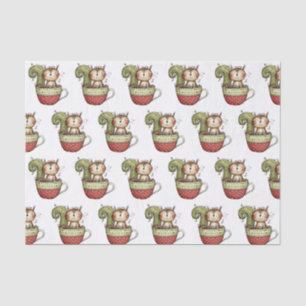 Cute Squirrel Teacup Whimsical Woodland Tissue Paper