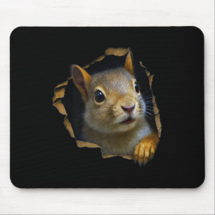 Cute Squirrel Torn Cloth 3d Graphic Premium Mouse Pad