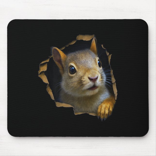 Cute Squirrel Torn Cloth 3d Graphic Premium  Mouse Pad (Front)