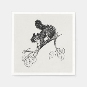 Cute Squirrel Vintage Squirrel Illustration Napkin
