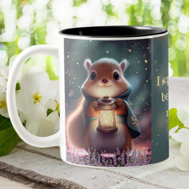 Cute Squirrel Whimsical Modern Personalised Two-Tone Coffee Mug (Creator Uploaded)
