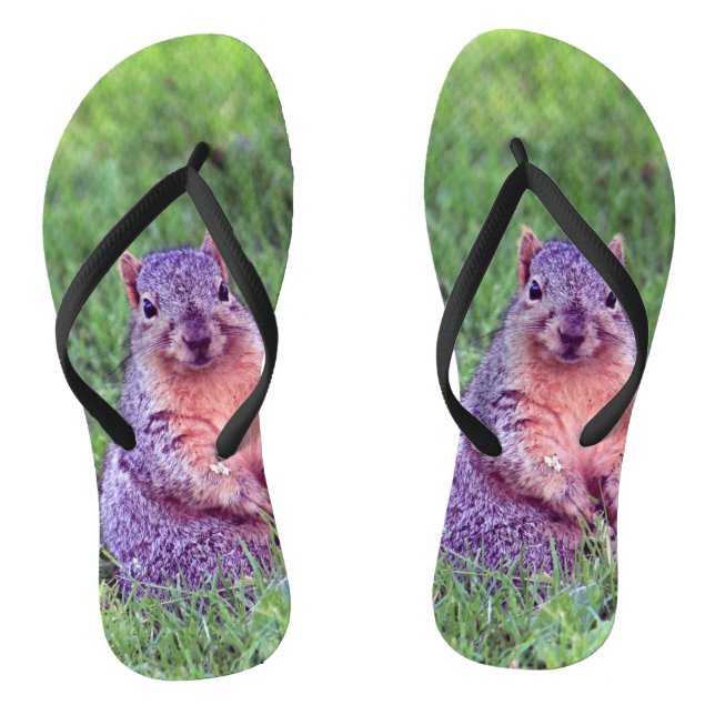 Cute Squirrel Wildlife Photo Thongs (Footbed)
