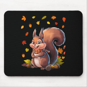 Cute Squirrel With Fall Leaves Autumn Animal Thank Mouse Pad