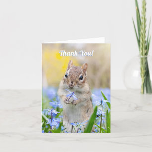 Cute Squirrel with Flower, DIY Message Thank You C