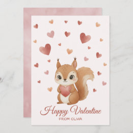 Cute Squirrel with Heart Valentine's Day Holiday Card