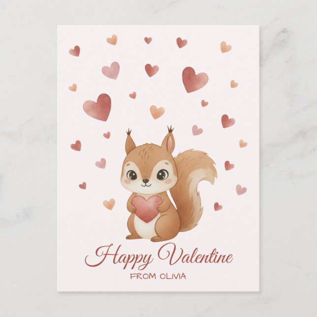 Cute Squirrel with Heart Valentine's Day Holiday Postcard (Front)