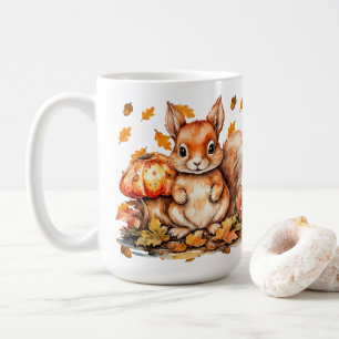 Cute Squirrel with Mushrooms - Autumn Wildlife Coffee Mug